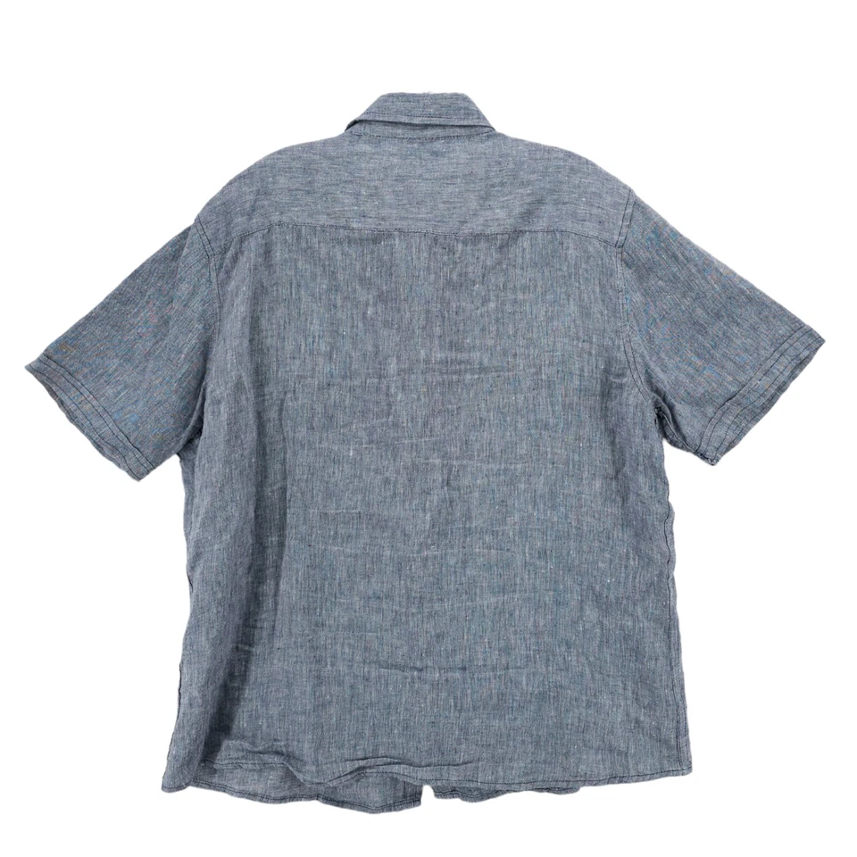 Camisa de manga corta tejida 100 % lino azul gris talla XL de SAKS FIVE AVENUE Foto 3 de 4