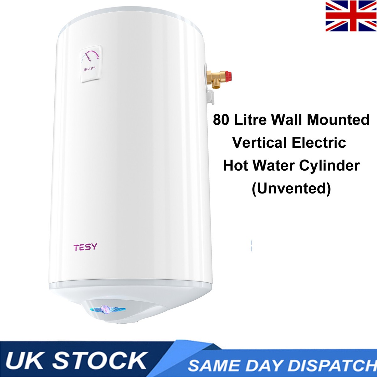 Tesy Electric Hot Water Cylinder 80 Litre Unvented, 2000w, Wall