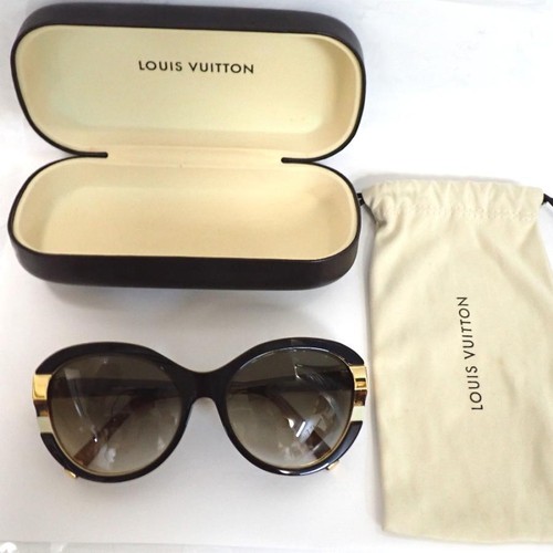 LOUIS VUITTON Petit Soupcon Cat Eye Sunglasses Brown Gold Z0487E with Case Used - Picture 2 of 13