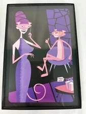 Shag Pink Panther Happy 40th Gift Bee Hive Purple Hair  4" x 6" MCM Framed Print