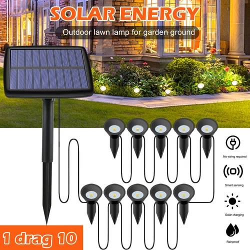 10 IN 1 Solar LED Spot Light Outdoor Garden Landscape Spotlights Lamp Waterproof