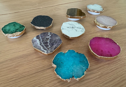 Natural Stone Phone Grip with Gold Edging - Choose Your Style! - 第 1/28 張圖片