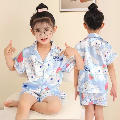 My Melody Kuromi Cinnamoroll Summer Ice Silk Pajamas Thin Homewear set kids - Picture 9 of 36