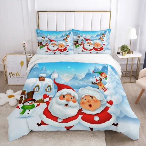 Juego de ropa de cama con funda nórdica de Navidad para funda de edredón funda de edredón de vacaciones Foto 3 de 4