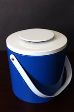 VTG MCM GEORGE BRIARD UK Kentucky Blue Vinyl Ice Bucket USA  Modern Prop Decor
