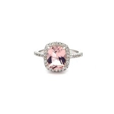 STERLING SILVER CUSHION CUT PINK CZ RING 8 x 10mm  SIZE 8