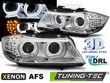 FARI ANTERIORI LED ANGEL EYES XENO CROMO PER BMW E90 E91 08-11 SERIE 3 AFS