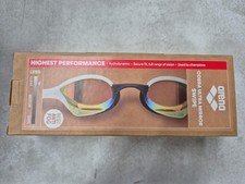 ARENA Cobra Ultra Swipe Mirror Swimming Goggle, Yellow/ Copper/ White, 