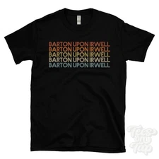 BARTON UPON IRWELL REPEATED RETRO STYLE T-SHIRT mens & womens uk place name gift