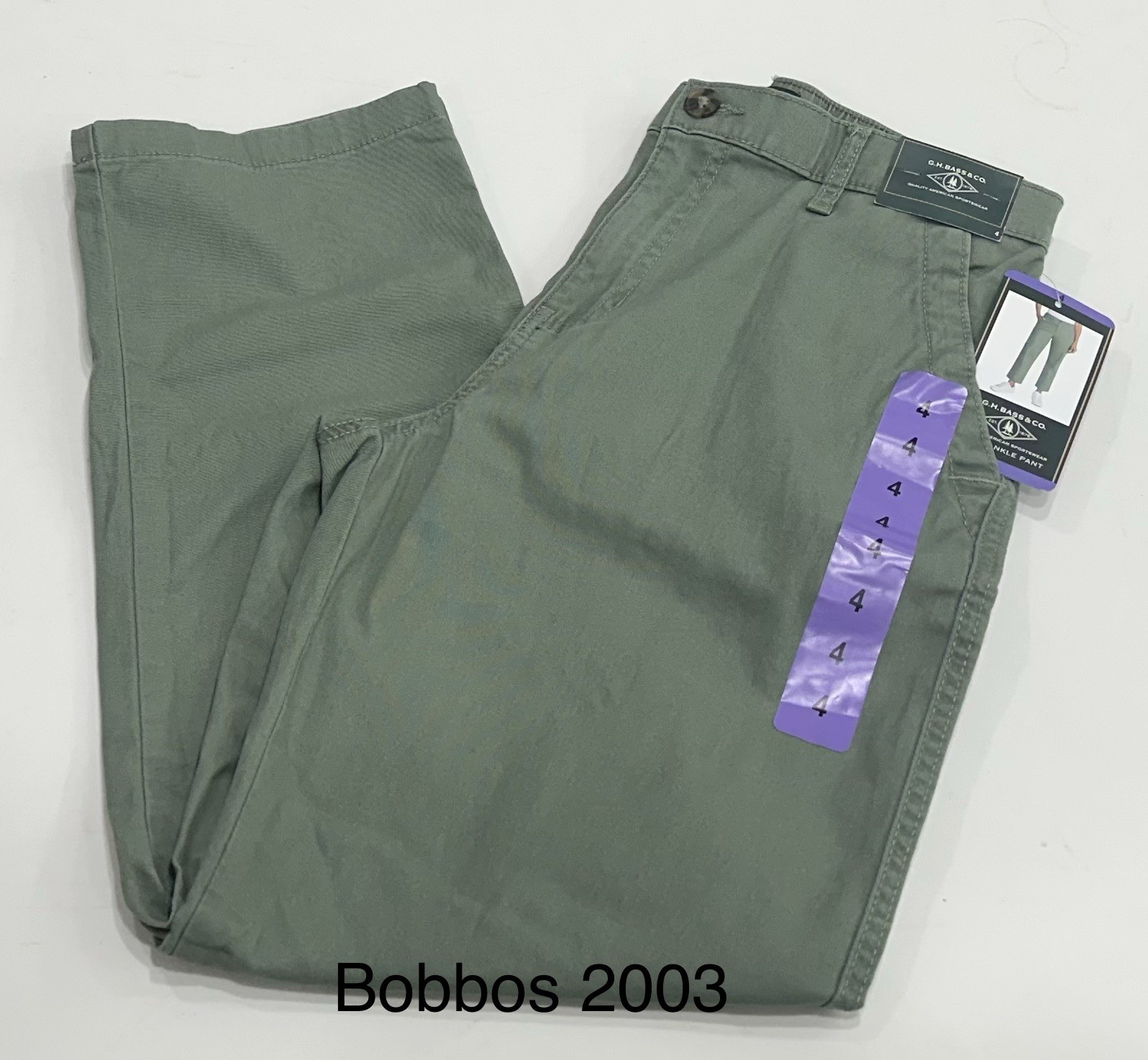 G.H. Bass & Co Women's Chino Ankle Pants, Green, Size 4