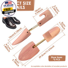 2Pcs Cedar Shoe Trees Wood Adjustable Boot Stretcher Moisture Absorbing Sneakers