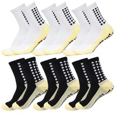 6 Pairs Men Women Non Slip Grip Socks Football Basketball Soccer Rugby Baseball