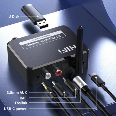 Analog Audio DAC Wandler Adapter Digital SPDIF Optisch auf 3,5mm 5.1 Empfänger