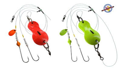Jenzi Dega UV-aktiver Buttlöffel + Vorfach 40 - 80g Buttvorfach Plattfisch Rig