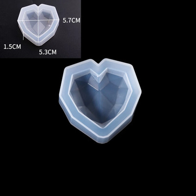 3 Sizs 3D Diamond Love Epoxy Resin Mold Geometric Heart Shape Candle Molds for D