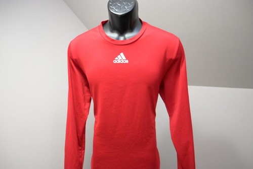 Adidas Gym Shirt Aeroready Performance Red Long Sleeve Athletic Mens Sz Large - Picture 2 of 9