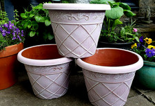 SET 2 X XL LARGE 36Cm 16L PLASTIC TERRACOTTA CLAY PINK Plant Pot Garden Planter-