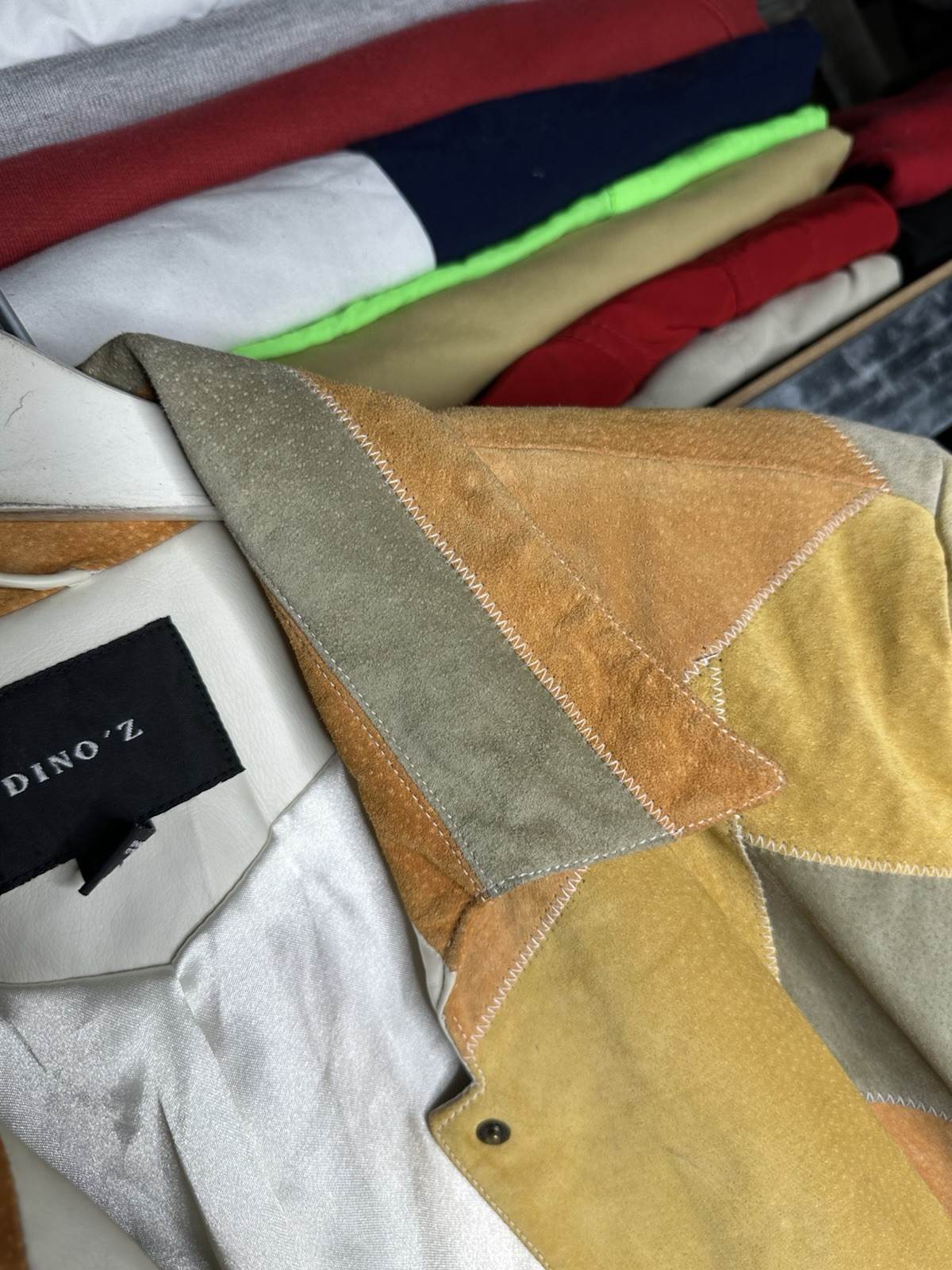 Dino’Z Patchwork Suede Leather Jacket Multicolor … - image 17