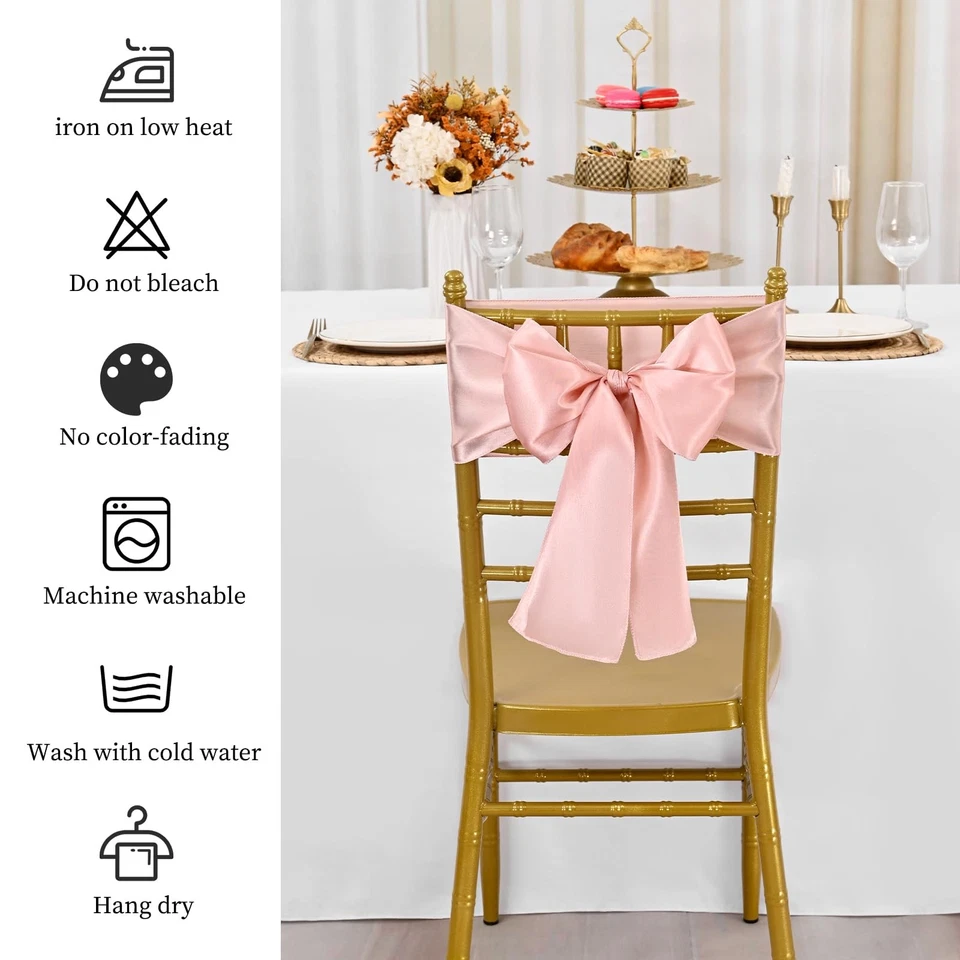 Шикарный 60 шт. розовое золото атласный стул пояса банты украшение стул чехол для - Изображение 3 из 4