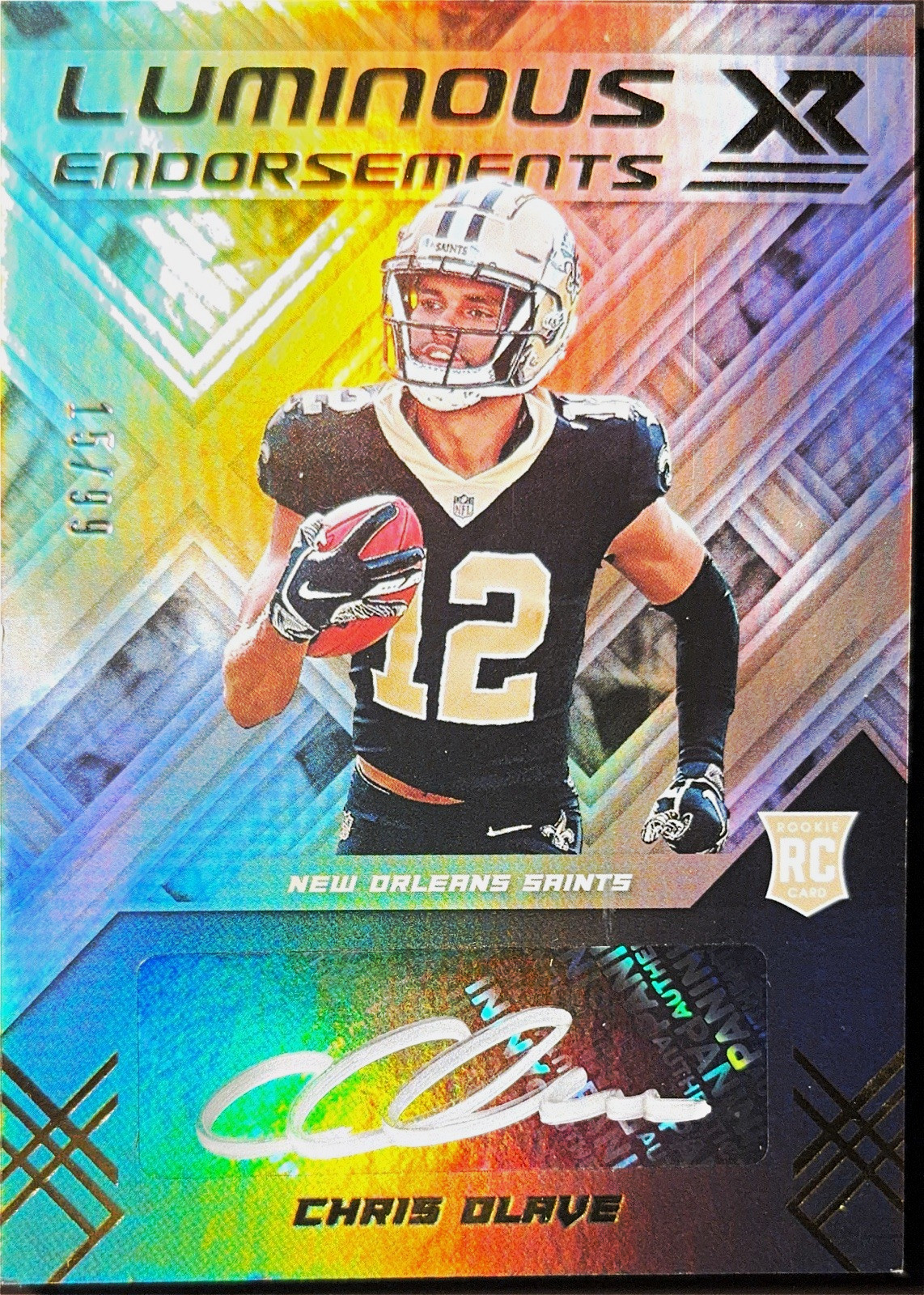 Panini 2022 XR Chris Olave Saints Luminous Endorsements RC Auto LUM-CO /99