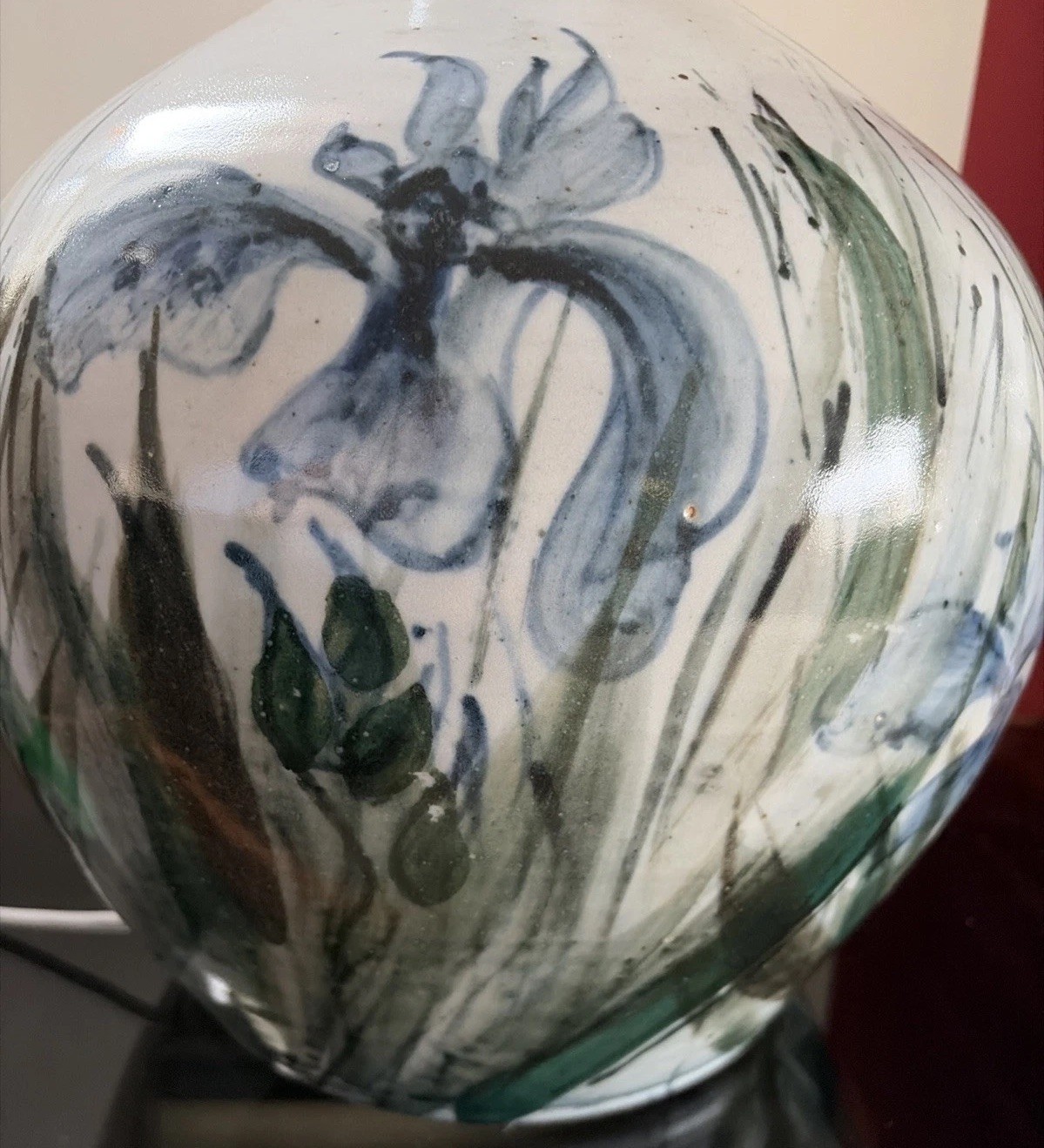 HUGE COLIN KELLAM Studio Pottery Extra Lge Rare Stoneware IRIS Table Lamp Devon