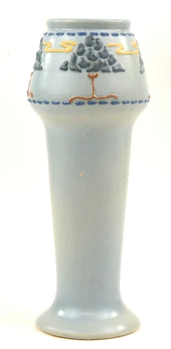 Roseville Pottery Aztec 9" Tall Blue Vase, Shape 13