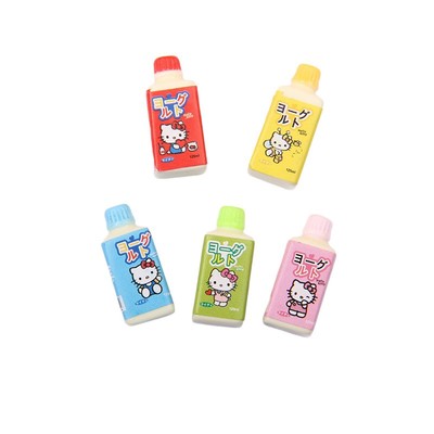 10Pcs 1:12 Dollhouse Miniature Hello Kitty Yogurt Bottle Beverage Bottles Decor