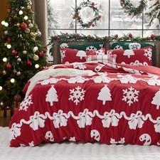 Fluffy Christmas Duvet Cover Queen 90" x 90" 03 - Red Bell No Comforter 