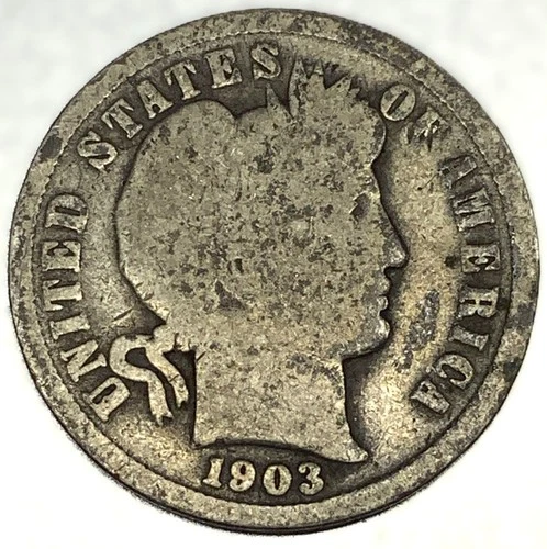 1903-O BARBER DIME 90% Silver / Circulated Condition 10c US Coin -2671