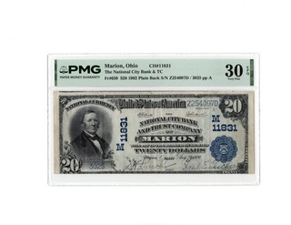 1902 $20 Marion Ohio NB Note .Fr 659.PMG 30 EPQ