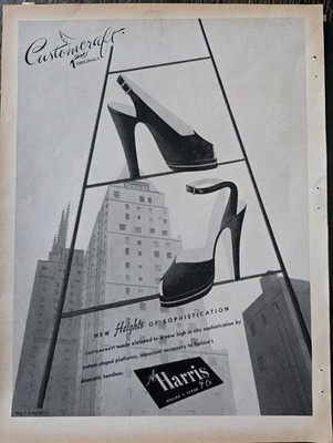 1946 Women's Customcraft Originals Shoes Skyscrapers Fashion Art Ad