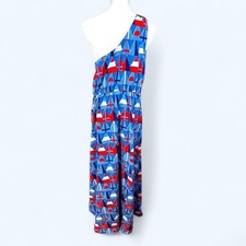 Vineyard Vines NWT Size 12 Sailboat Burgee Print One Shoulder Maxi Dress