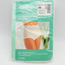 Underscore JC Penny 3 Pack Briefs White Combed Cotton Women Size 9 NWT Vintage
