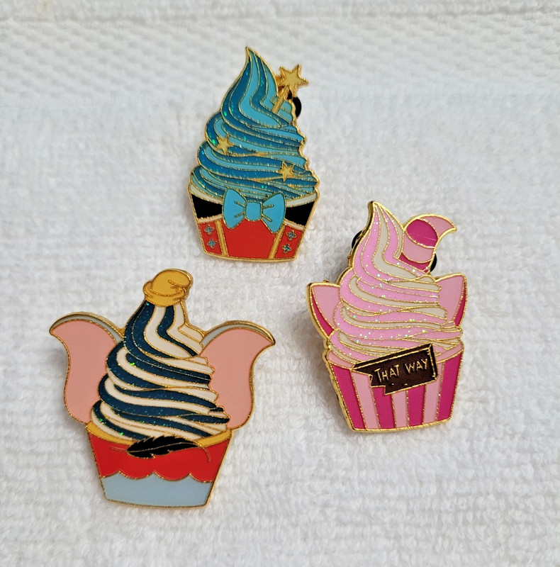 Disney Resort Dole Whip Ice Cream Trading Pins Dumbo, Pinocchio, Cheshire Cat