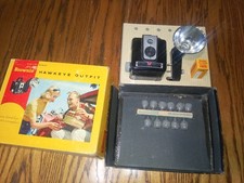 Kodak Brownie Hawkeye Outfit Original Box Camera Flash Film Bulbs Near Mint 1950