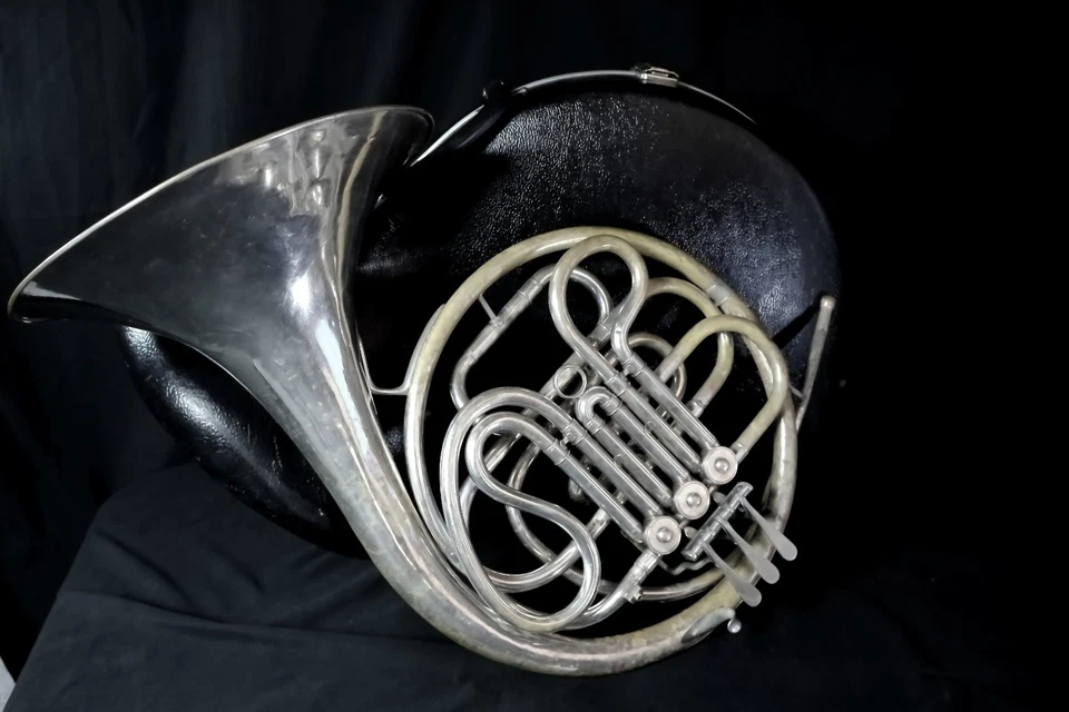 Cuerno francés único Conn 14D en F - usado, acabado dañado, estuche rígido incluido Foto 2 de 4