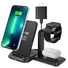 Wireless Charging Station 3-in-1 Fast Charging Station Black