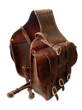 Western Horse Leather Saddle Bag Heavy Duty Traditional Trail Ride  Saddle Bag.