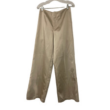 Zara Womens High-Waisted Satin Trousers Small S Pants beige 1255/442 NWOT