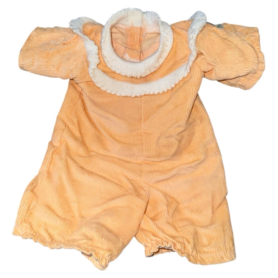 Parche de col melocotón pana jersey y bufanda tejida vintage niña muñeca conjunto CPK Foto 2 de 4