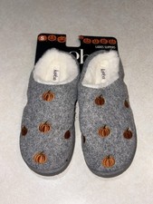 Kooba Women  s Gray Faux Fur Gray Slippers Pumpkins Size Small 5/6 NWT
