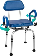 360* Swivel Heavy Duty Shower Chair with Arms, Tub Transfer Bath Seat Bench-Grey