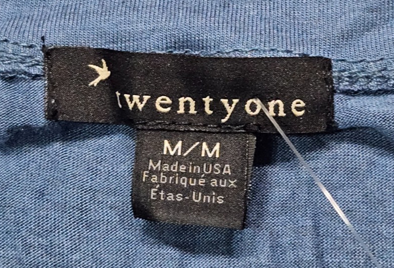 Twenty One women size medium blue sequins black rose ruffled edge top NWT