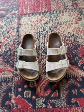 Big Kids 3 34 Birkenstock Arizona Vegan Flashy Hologram Silver Sandals