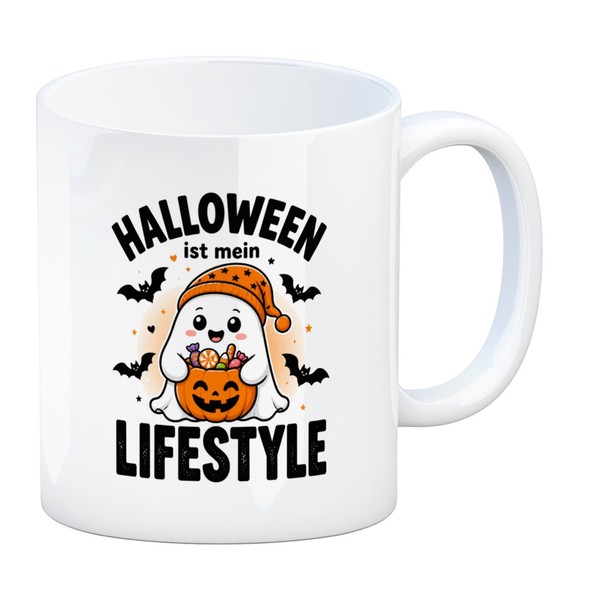 Kaffeebecher Halloween Geist - Kaffeetasse Mit FledermäUsen Mit Spruch:-image