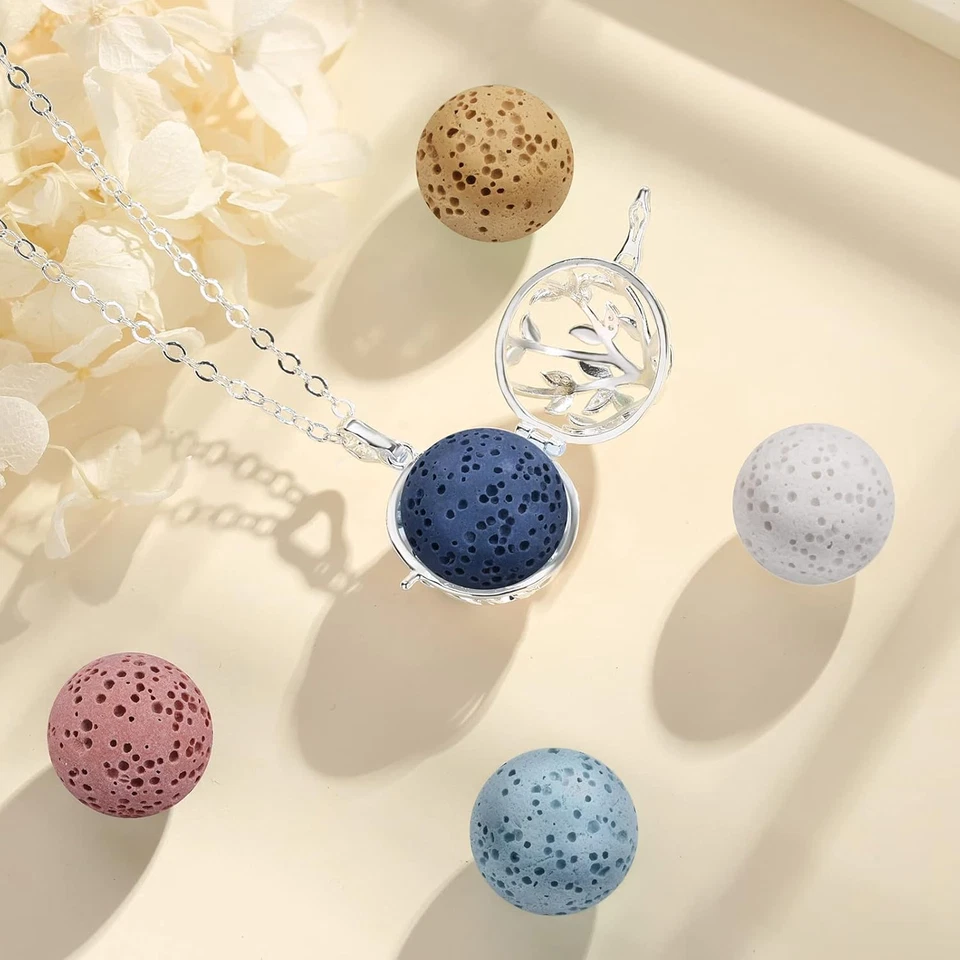 Collana Con Pendente a Forma Di Medaglione in Argento Con Aromaterapia E Olio Es - Immagine 4 di 4