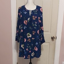 Old Navy Boho Navy Floral Print Empire Waist Tunic Mini Dress Size M