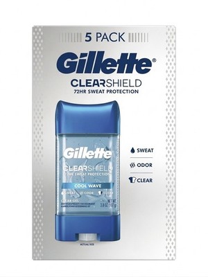 Gillette ClearShield Men s Antiperspirant Deodorant Clear Gel Cool Wave 5PK