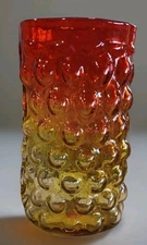 Rare 1960's Vintage Blenko Tangerine Amberina Wayne Husted Bubble Glass Vase