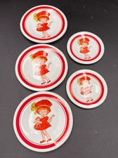 Vintage Strawberry Shortcake Aluminum plates 1970 Set of 5